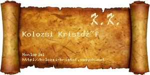 Kolozsi Kristóf névjegykártya